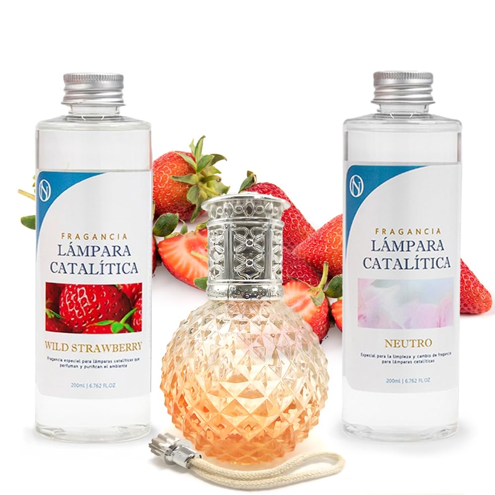 Pack Ahorro Lámpara Catalítica Orange Diamonds + Fragancia Wild Strawberry (500ml) + Limpiador Neutro (200ml) + Mecha de Repuesto