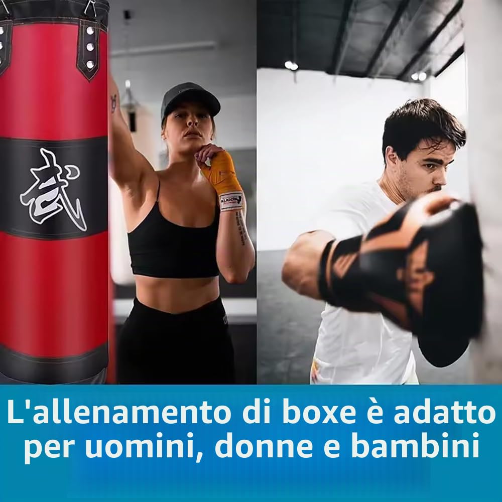Sacco Da Boxe Da Muro,15PCS Set di sacchi da boxe da appendere,non riempiti,pesanti sacco boxe set da boxe con fasce Rotazione a 360°per Muay Thai