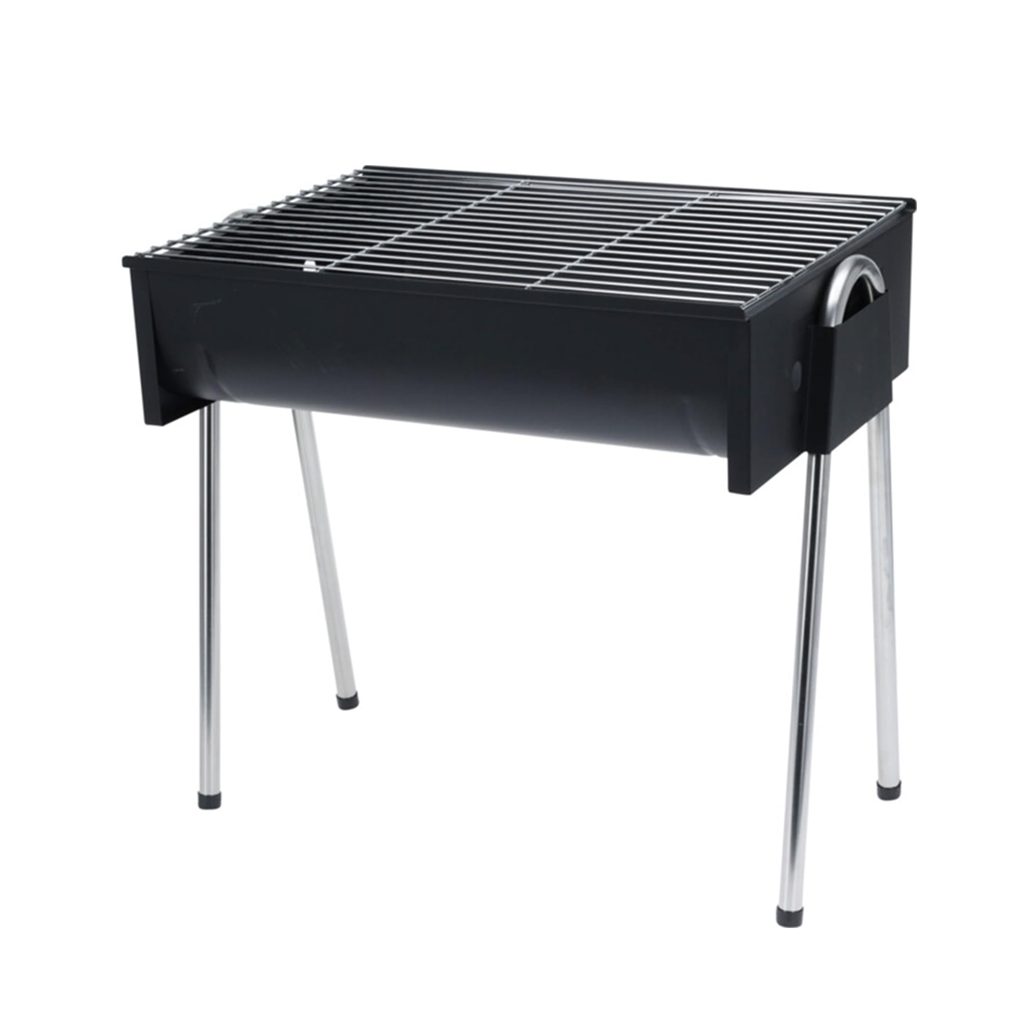 Barbecue demi-tonneau compact et résistant, idéal pour vos barbecues en plein air, avec grille chromée et pieds en acier inoxydable,