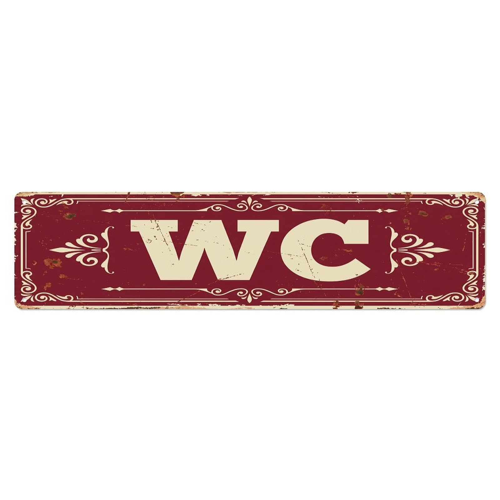 Retro Bold Cafe Toilet Toilet(WC) Door Metal Tin Sign Plaque Wall Decor for Cafe, Club Bar, Office, Home Garden Metal Poster 4x16Inch
