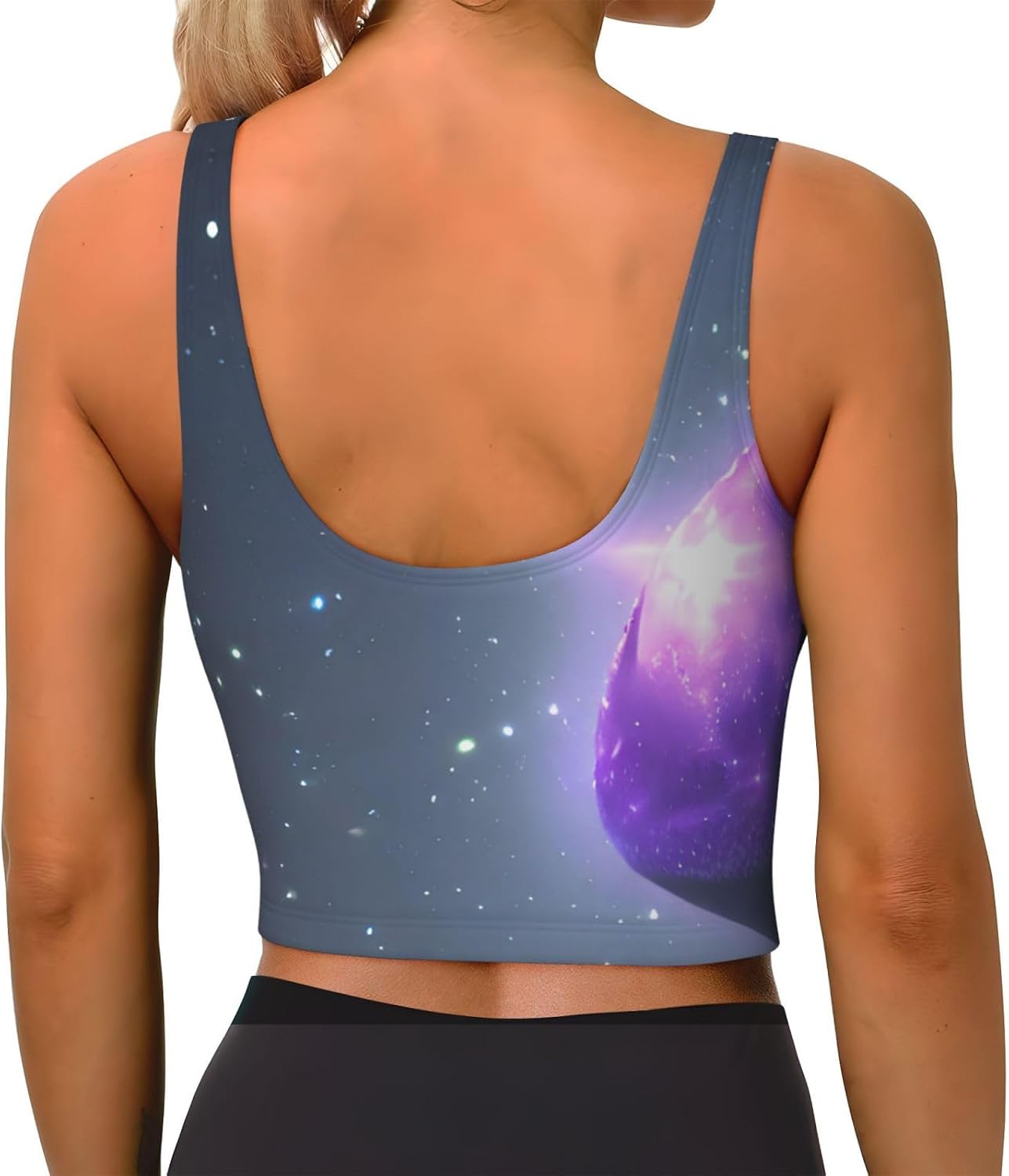 Galaxy Starry Space Purple Starry Print High Impact Sports Bras,Longline Sports Bra,Perfect for Yoga,Running and Gym Workouts