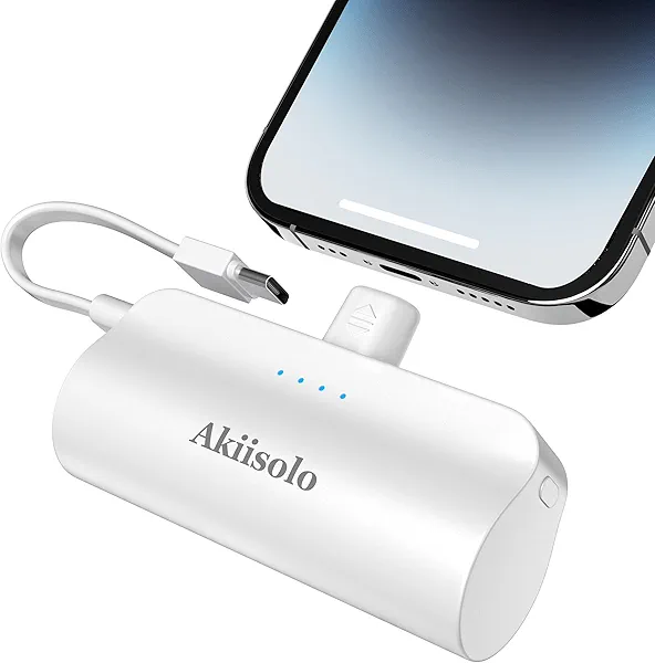 Portable Charger Power Bank For iPhone With Dual Infterface, Real 5000mAh , Mini Phone Charger Battery Pack Fast Charging Compatible with iPhone 15/14/14 Pro Max/14 Plus/13/12/11/X/8/7/6, More (white)