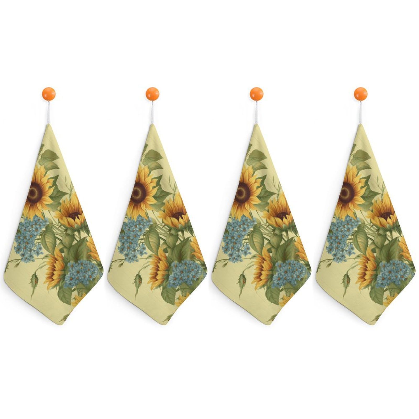 LDGSUPH Sunflowers Hand Towels Fashion Hand Face Towel with Hanging Strap Absorbent Soft Decorative Towel Fade Resistant Cozy Face Cloths for Kitchen Gym Bathroom Towels 4PCS