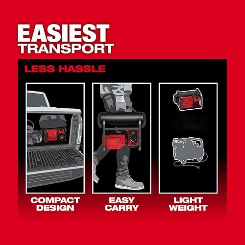 Miniatura 6 de Se adapta al compresor de aire silencioso Milwaukee 2840-20 M18 FUEL 18V 2 galones - Herramienta desnuda - Juego gratuito de brocas y estante de