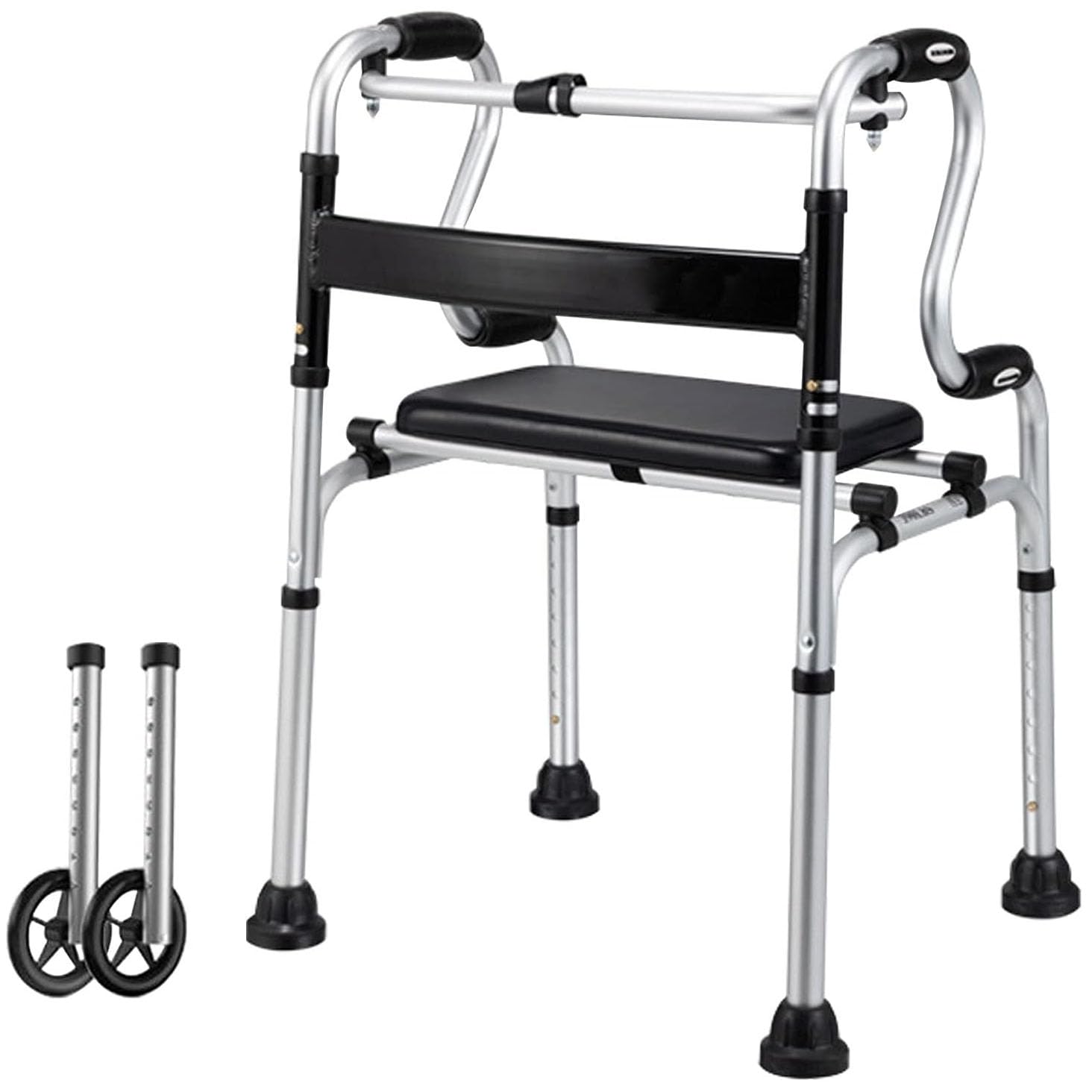 Cadre de marche pliable réglable : déambulateur roues et siège - 5