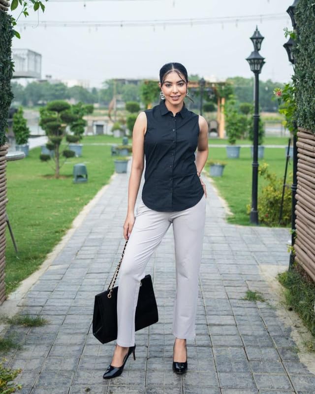 Image of Mlada All Day Cotton Track Pants for Women with 3 Zip Pockets | Regular Fit Mid Rise Track Pants with Stretchable Elastic Waist and Interlock Seams to Prevent Chafing