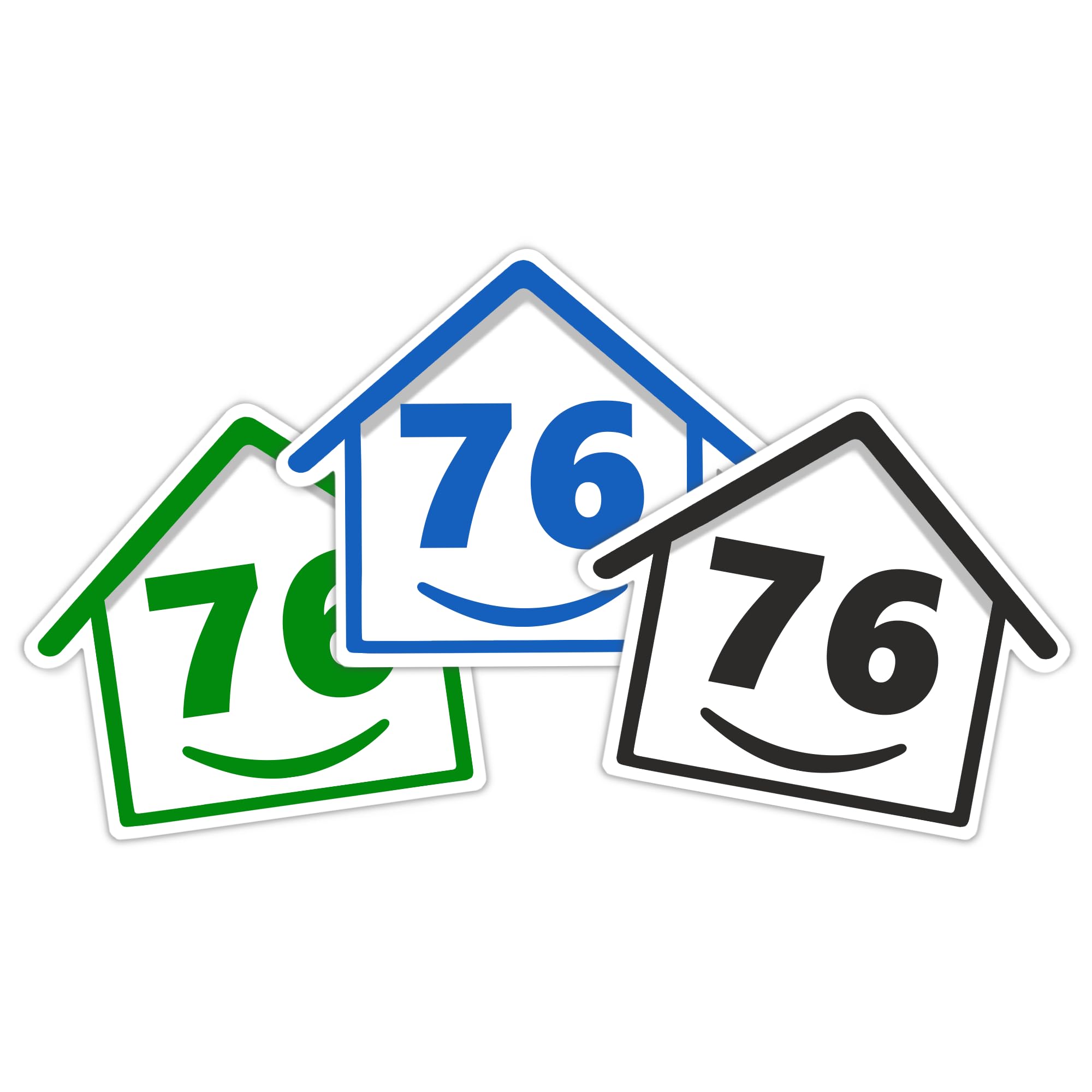 3 x Bin Numbers for Wheelie Bins, 1-99, 15cm ‘Happy House’ Colour Design Dustbin Stickers, Easy Application Stick On Number Stickers - Weatherproof Self Adhesive Vinyl – Blue, Black and Green (14) — view 80