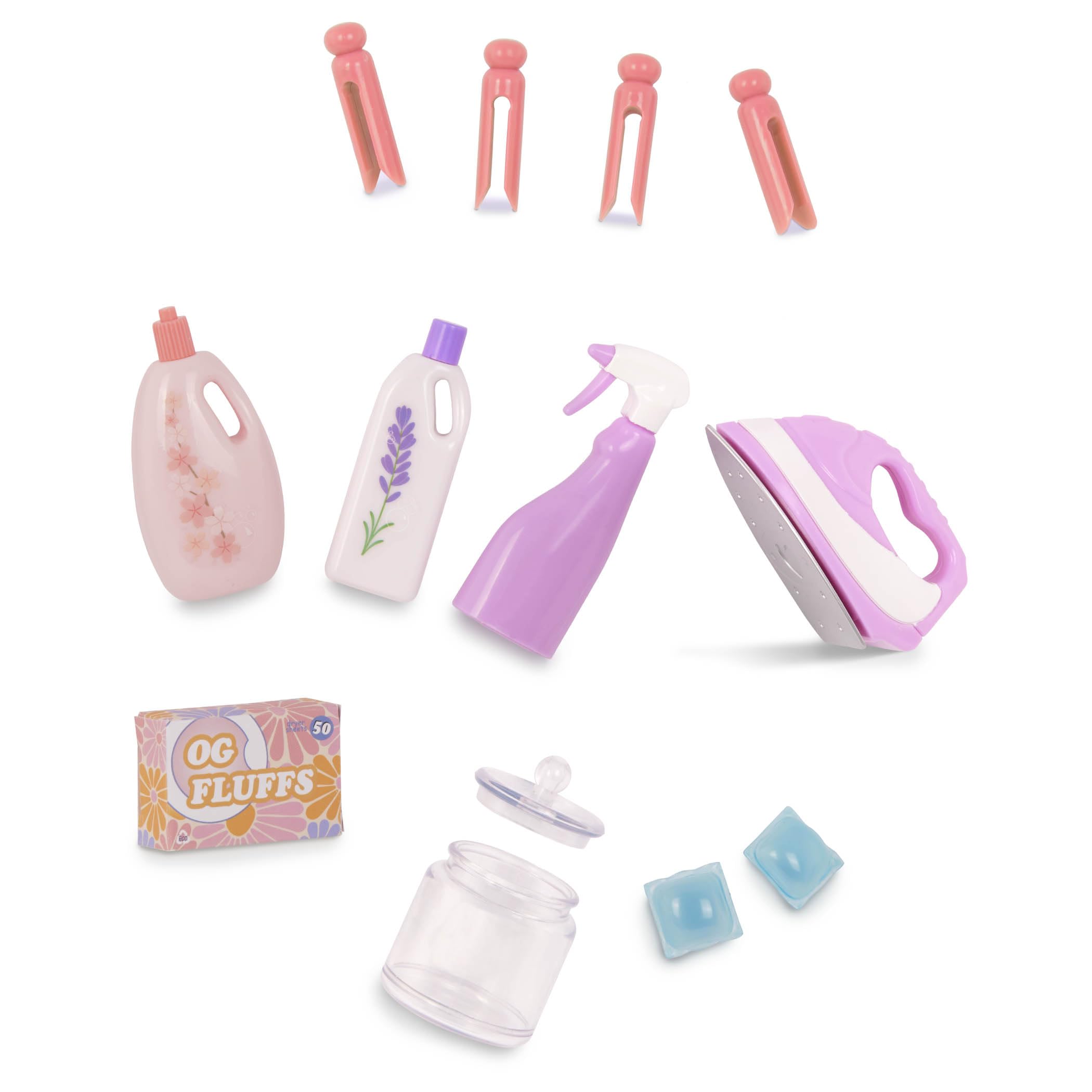 Our Generation - Día de la colada - Lavadora de muñecas - Soporte de secado, plancha y set de limpieza - Accesorios para casas de muñecas de 46 cm - Juguete para niños a partir de 3 años