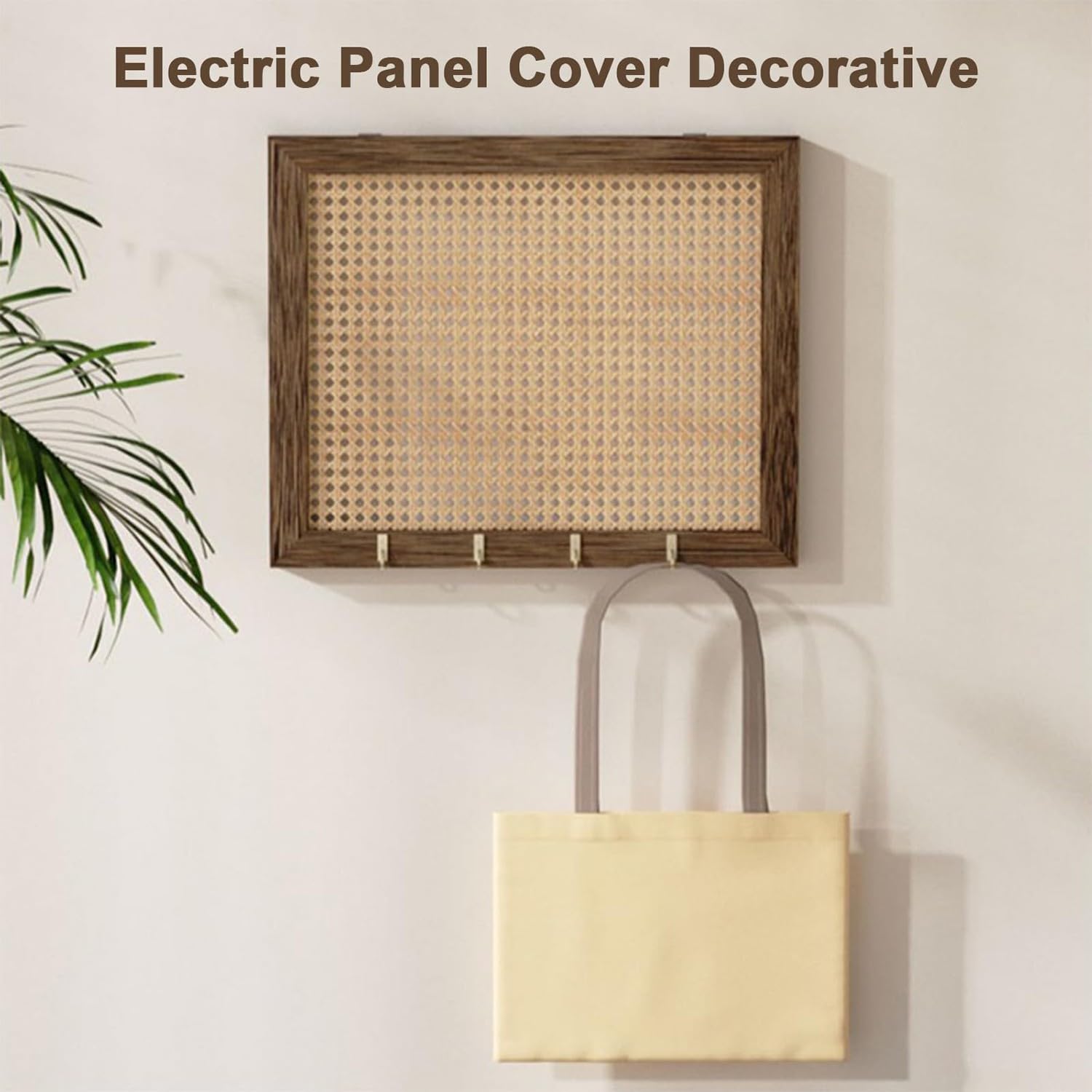 FUELIX Caja De Medidor Eléctrico De Ratán Que Cubre La Caja De Medidor Eléctrico Abatible hacia Arriba, Caja De Distribución De Entrada, Tapa Contador Luz Decorativa, Cubrecontador B,45 * 35 cm