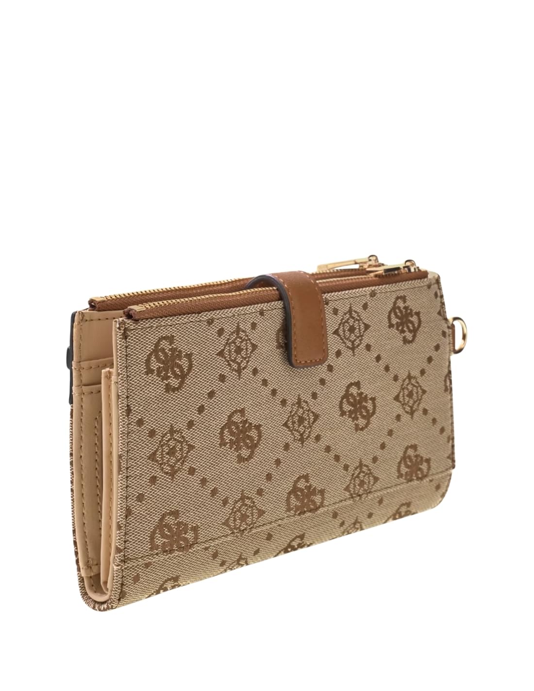 GUESS portafoglio Melinda Logo SLG Double Zip Organizer Latte Logo marrone chiaro