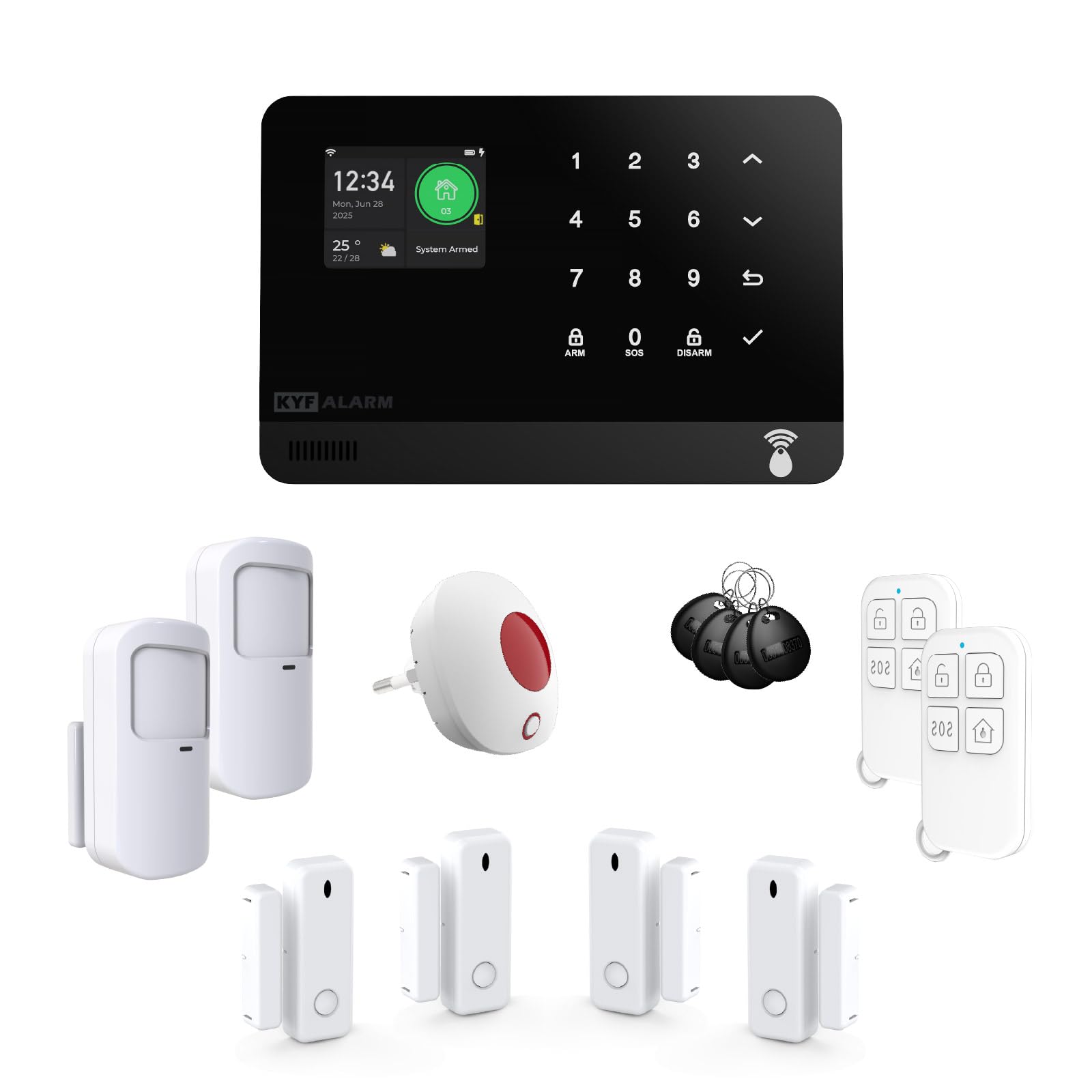 Système d’Alarme connecté WiFi et/ou 4G – Détection d’Ouverture & de Mouvement – Transmetteur GSM Vocal – Sécurité Intelligente évolutive, Compatible Alexa & Google