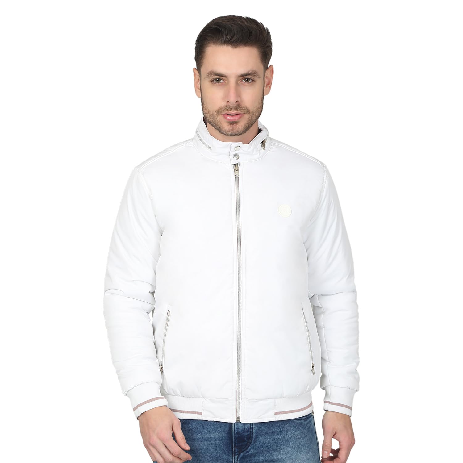 Solid White Full Sleeves Mock Neck Regular Fit Men's Casual Reversible Jacket | Casual Winter Jackets for Men | Mens Jackets for Winter Wear (P_MJKT00247)-image-49