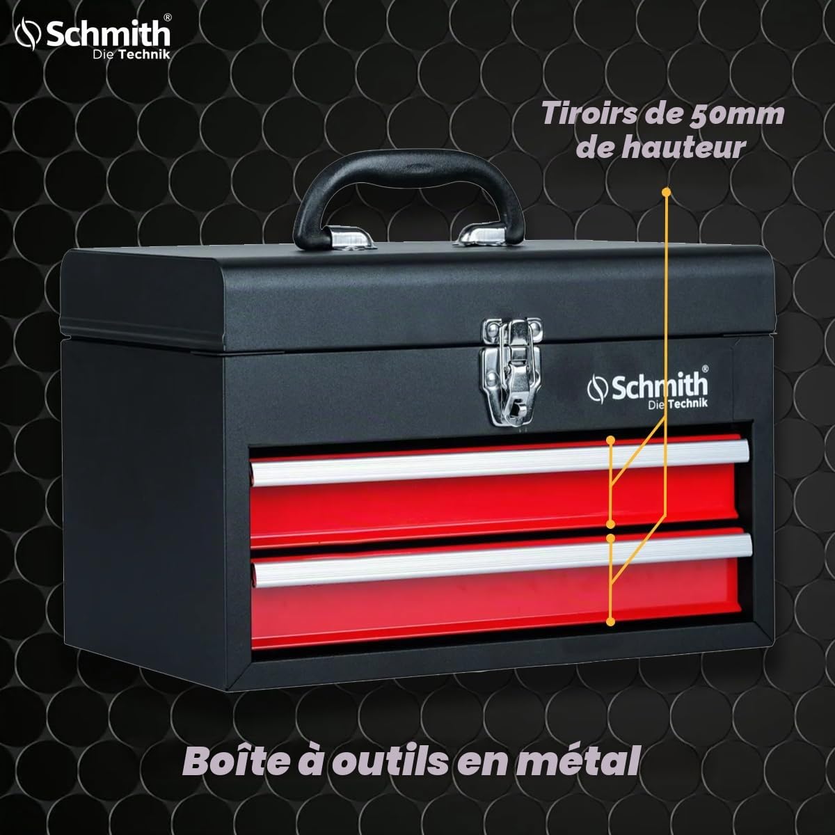 Coffre à outils vide - Coffre à outils métallique - Armoire à outils avec tiroirs (2 pièces) - pour atelier et garage, guidages à roulements à billes, capacité de charge 20 kg, 2 serrures