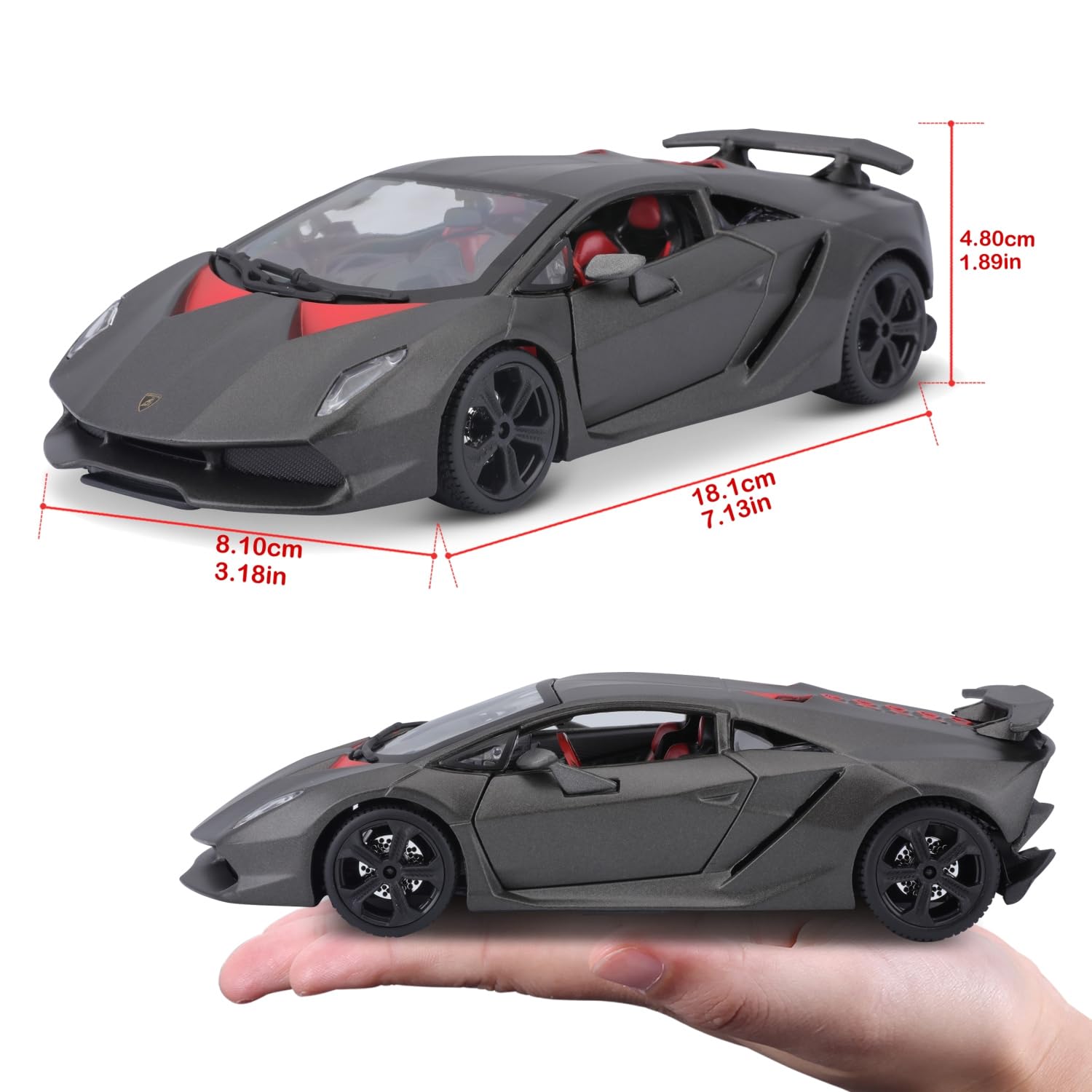 Bburago 18-21061 - Lamborghini Sesto Elemento, Colore: grigio metallizzato