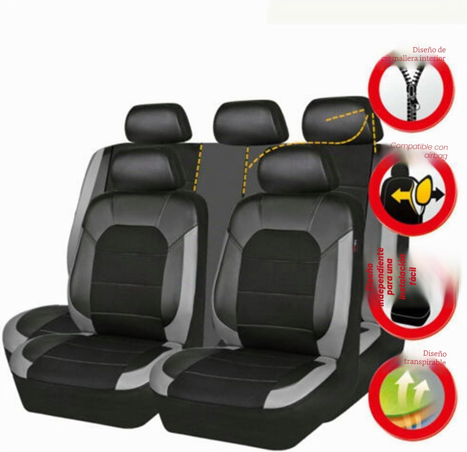 Fundas de asiento de coche de ajuste universal para Citroen C4-Aircross C4-Picasso C5 C2 C6 C4 C-Elysee C-Triomphe Funda de protección de malla de cuero de poliéster