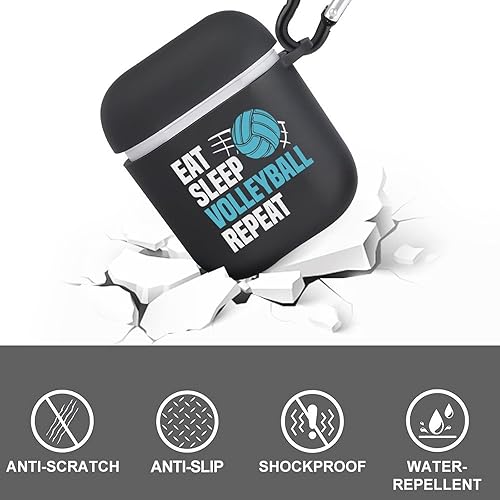 Miniatura 4 de Eat Sleep - Funda protectora portátil para auriculares con llavero compatible con AirPods 1 y 2