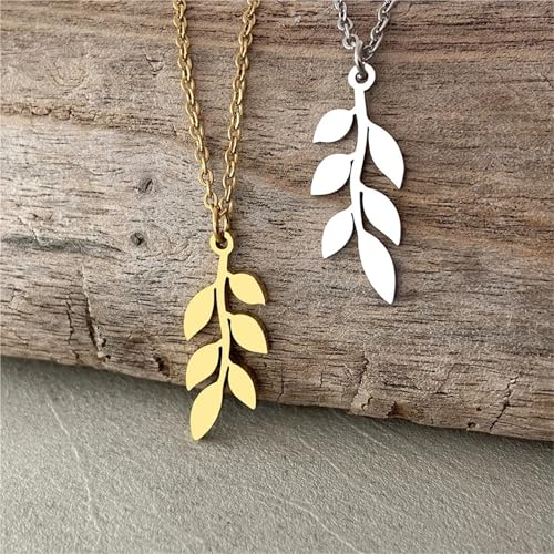 Collier en acier inoxydable feuille : idée cadeau pour fille