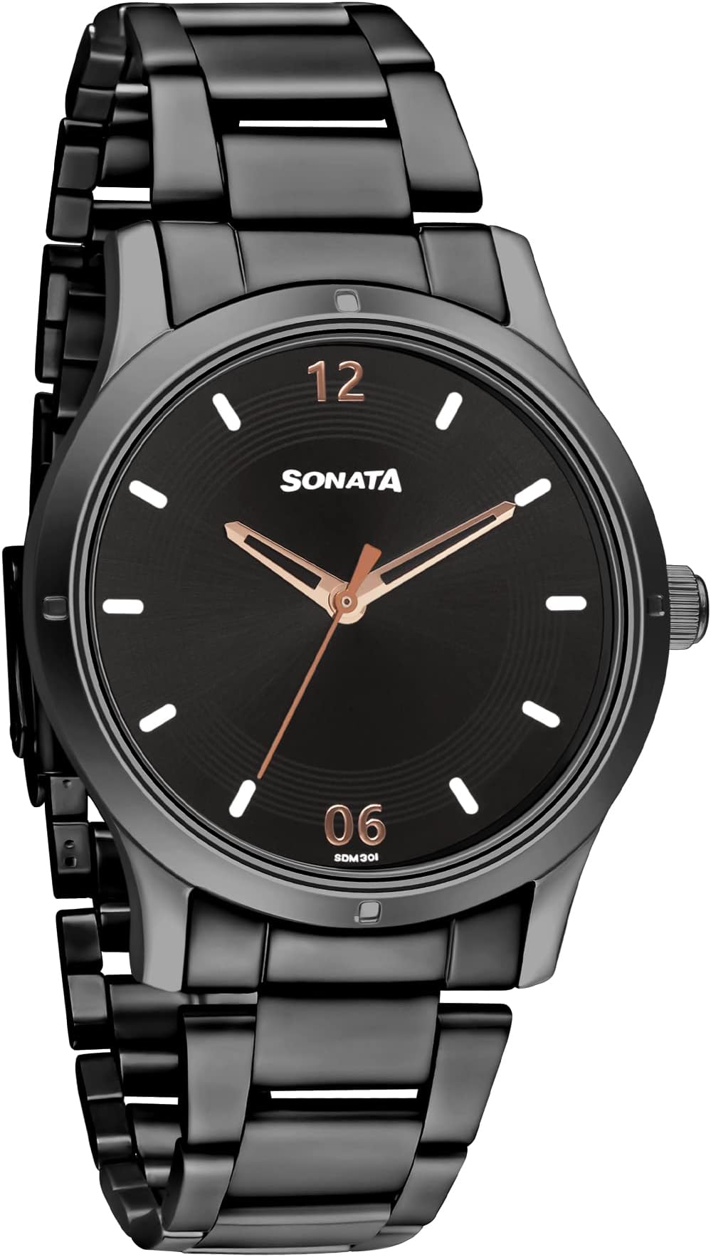 Sonata Women of Steel Quartz Analog Black Dial Black Stainless Steel Strap Watch for Women - NT8183NM02