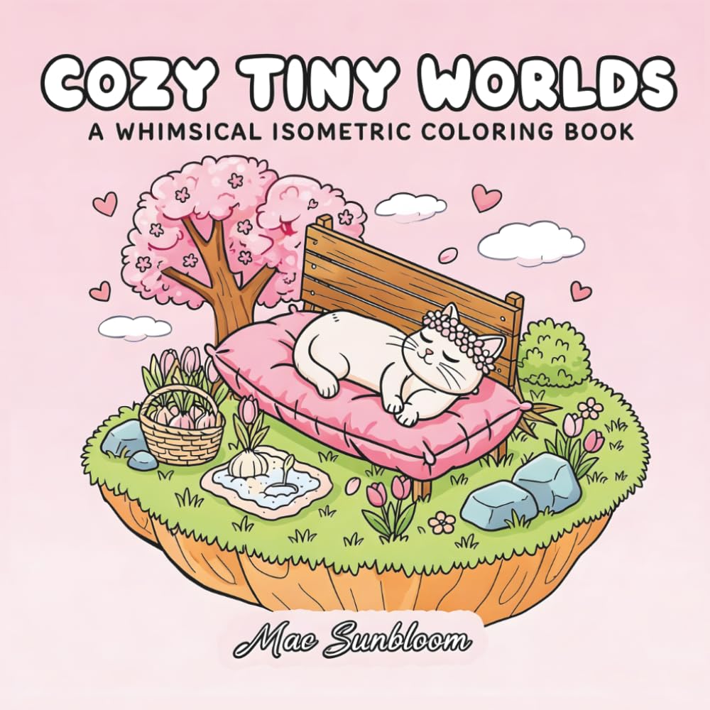 Cozy Tiny Worlds: A Whimsical Isometric Coloring Book