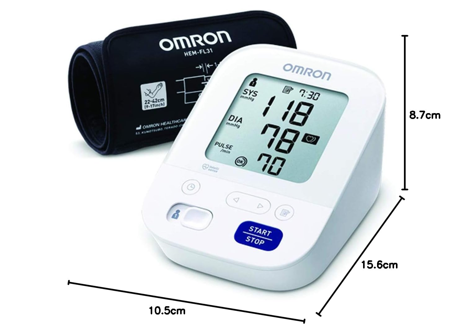 OMRON HEM-7155-E Tensiomètre brassard électronique comfort M3 Blanc
