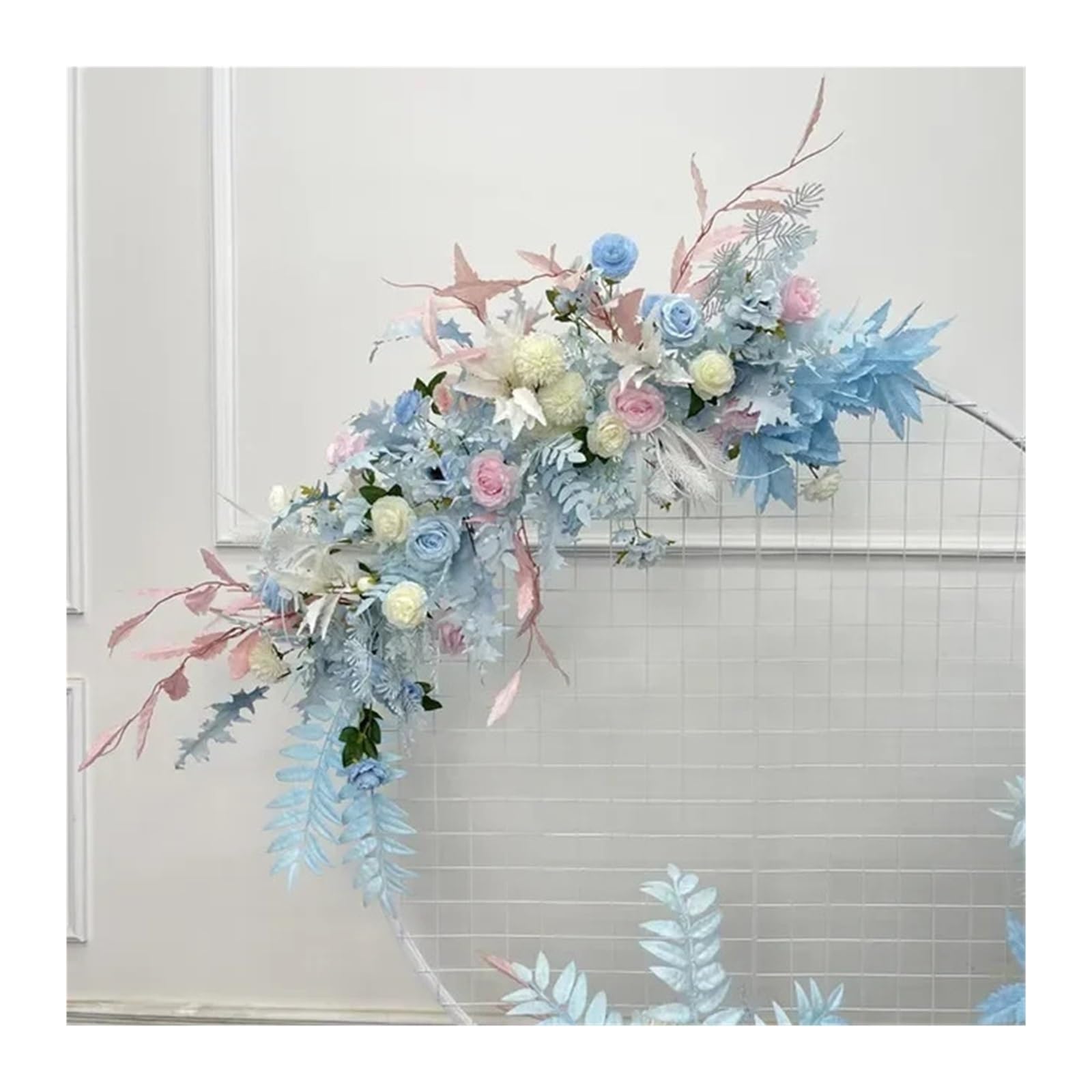 EKalgretrA Flower Arch Wedding Flower Simulation Artificia Silk Flowers Arch Round Pavilion Art Window Decoration Props(Color8 L)
