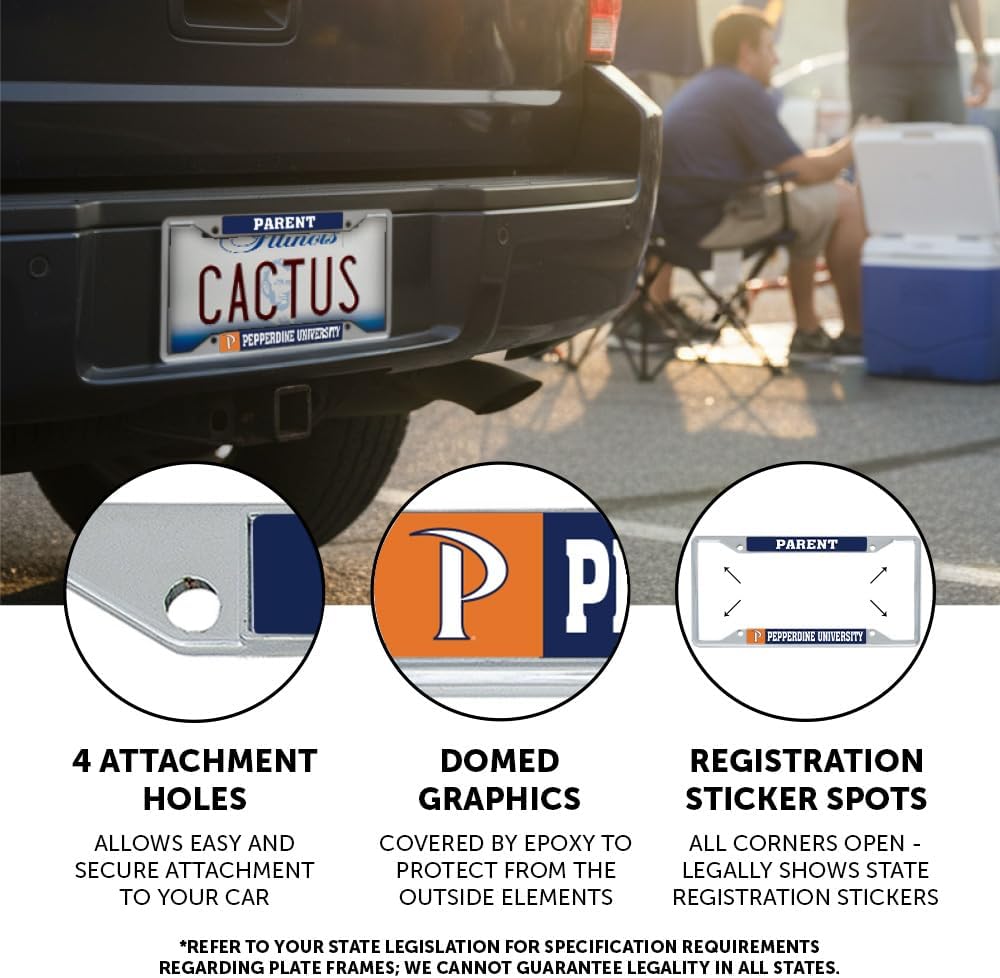 Desert Cactus Pepperdine University Car Accessories Waves Metal License Plate Frame and Tag Holder for Front or Rear of Car (Parent)