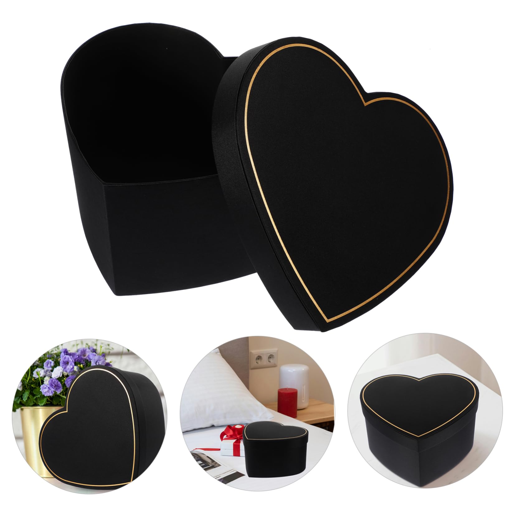 DIYEAH Herzförmige Aufbewahrungsbox Mit Deckel Schwarze Geschenkbox Für Blumenarrangements Elegante Verpackungsschachtel Für Süßigkeiten Schmuck Kosmetik | Herzförmige Schachtel für Blumen, Geschenk Verpackungsbox, Abschlussatmosphäre