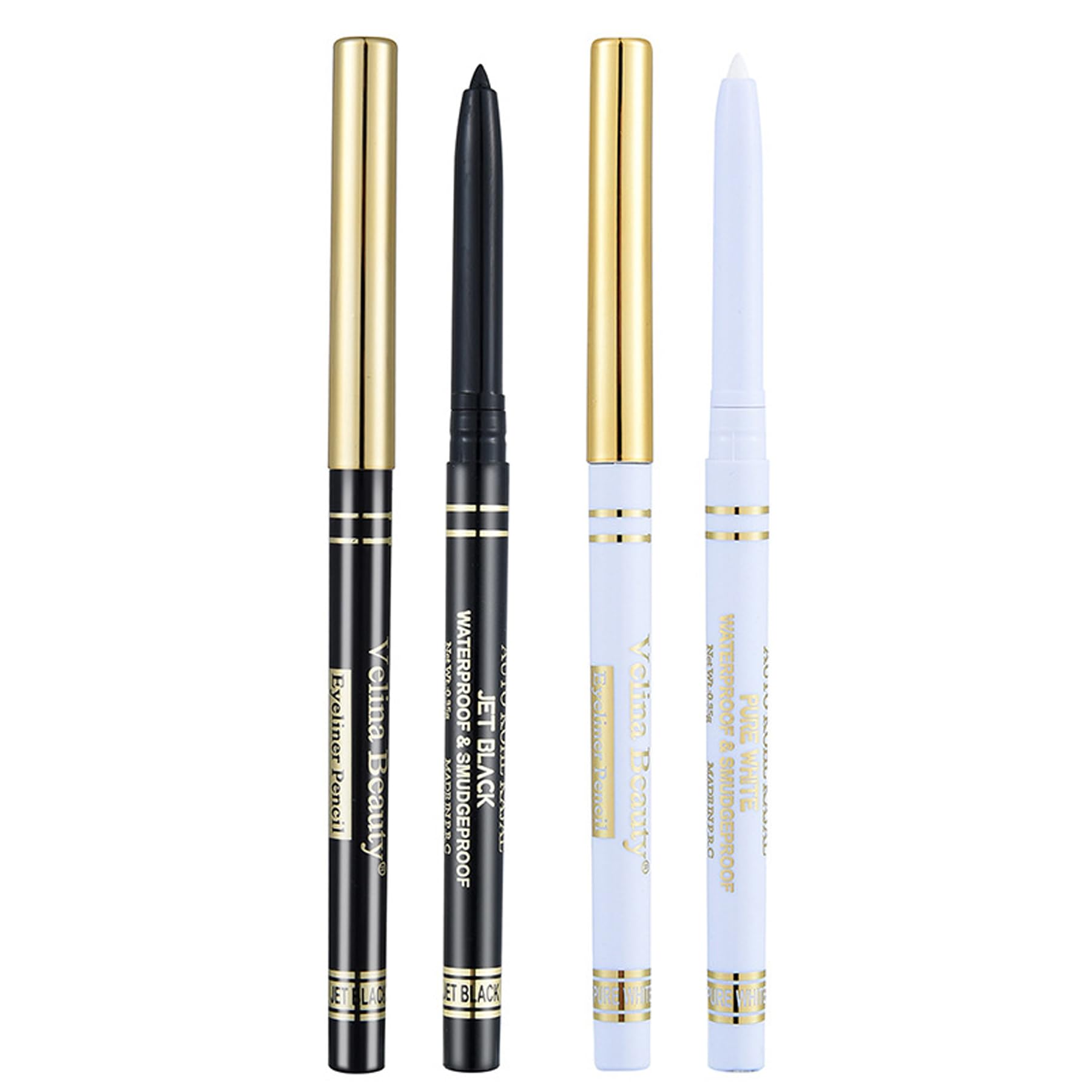 AOWVUTS 2pcs Eyeliner Waterproof | Delineador de Gel con Duración 24H | Delineador de Ojos Acabado Preciso | Negro Blanco Eye Pencil Maquillaje para Ojos Fórmula Pigmentada sin Manchas