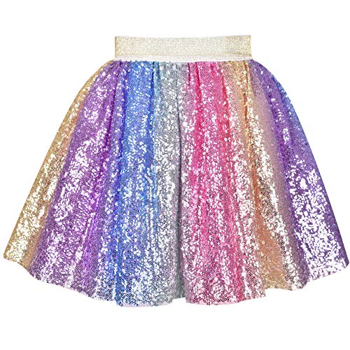 Mädchen Rock Regenbogen Einhorn Pailletten Funkelnd Tutu Tanzen Gr....
