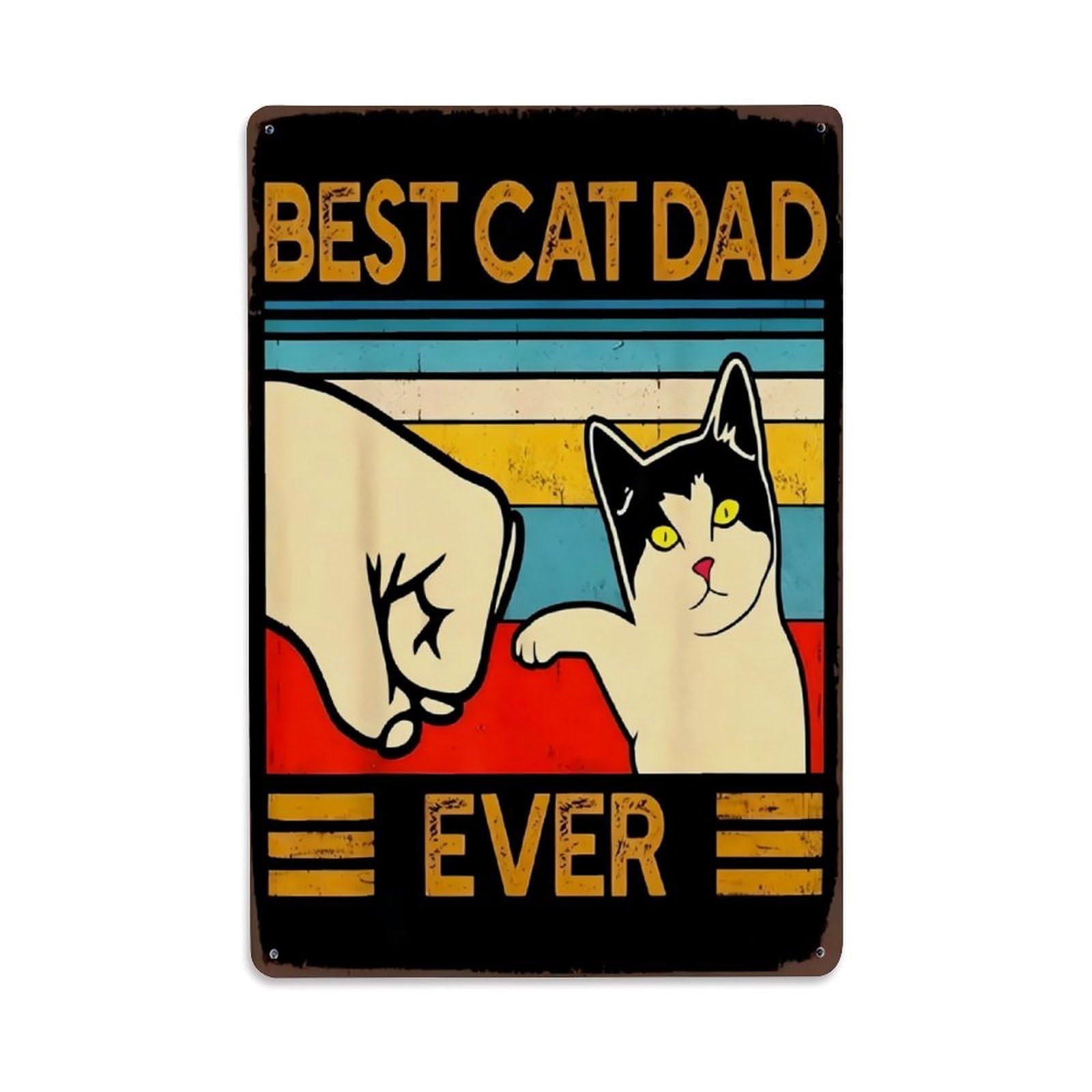 Best Cat Dad Ever Retro Style Decor Sign Vintage Aluminium Metal Sign, Retro Wall Decor for Home, Bar, Garage & Farmhouse 30x20cm