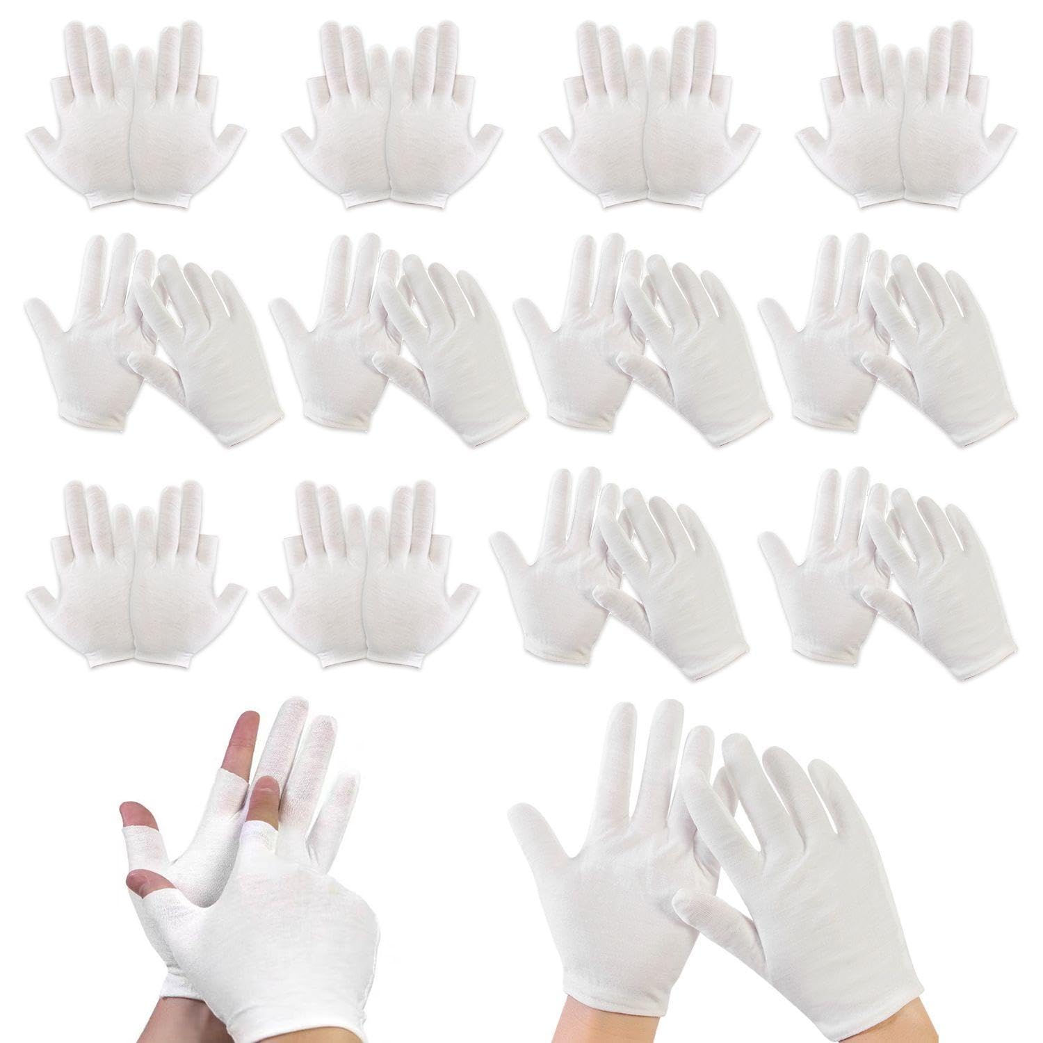 6 paia di guanti per touch screen, 6 paia di guanti da dito completi, guanti da lavoro, guanti idratanti per il sonno, guanti bianchi versatili
