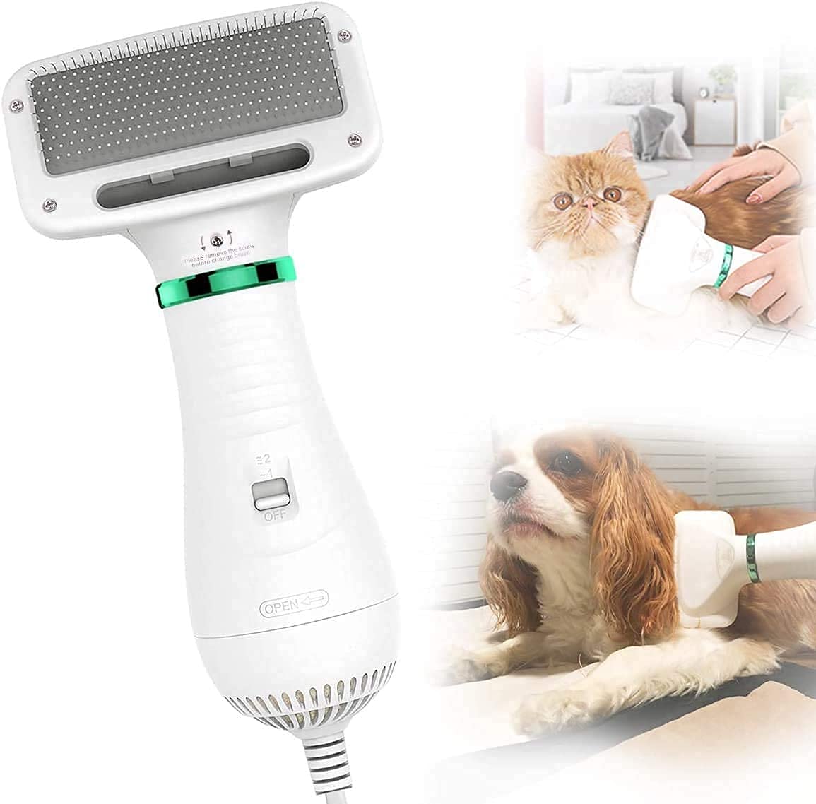 WOLTAX Pet Hair Dryer Portable 2 in 1 Dog Hair Dryer Home Pet Grooming Cat Hair Comb Dog Fur Blower Adjustable Temperature Pet Brush (B09F3PC961) Amazon Price History, Amazon Price Tracker