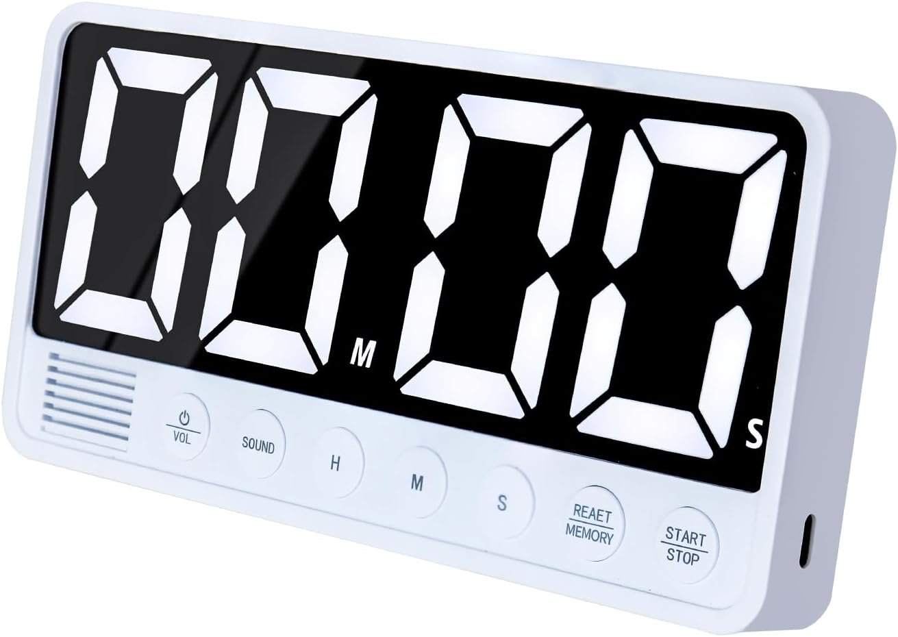 FCXJTU Digital Kitchen Timer - 7.1” Extra Large Display LED Magnetic Rechargeable Countdown/Up Timer, with 6 Alarms 4 Levels Volume Memory Function for Cooking, Classroom, Office, Home Gym (White)