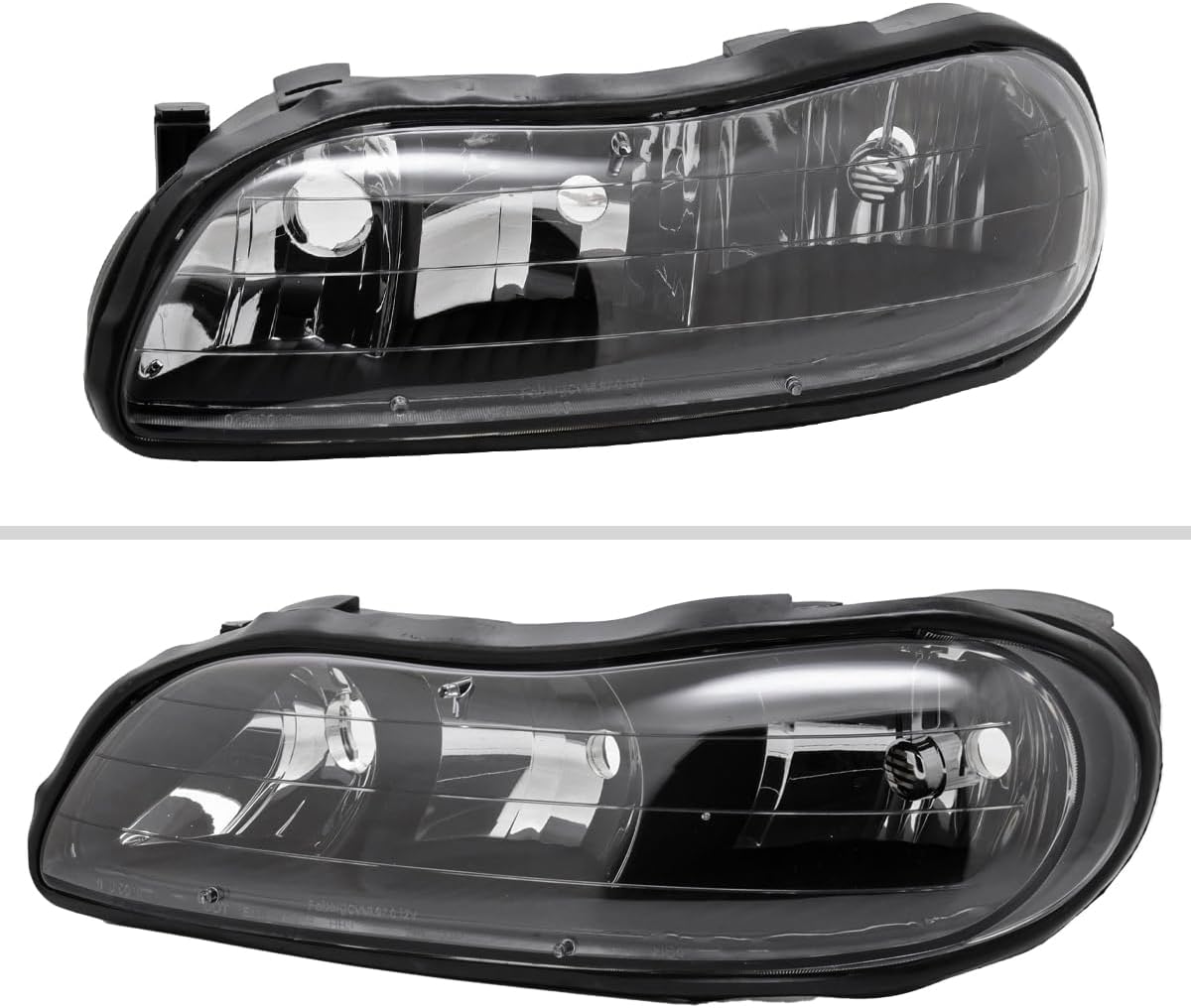 Carpartsinnovate Fits Chevy 97-03 Malibu 04-05 Classic 97-99 Oldsmobile Cutlass Black Headlights Pair