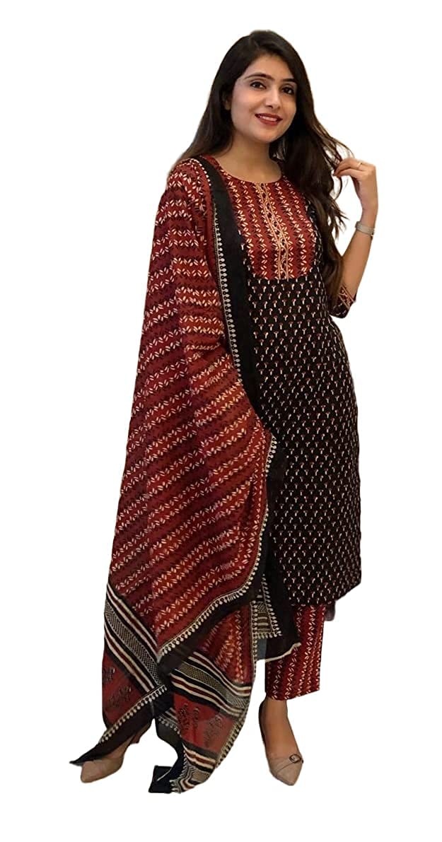 KLOSIA Women's Viscose Kurta and Pant with Dupatta Set