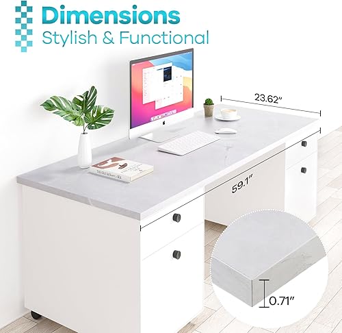 Miniatura 334 de Kaboon Mesa universal de 45.67 x 23.62 pulgadas, escritorio sólido de una pieza, encimera de melamina reversible, escritorios dobles, escritorio en