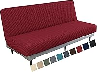 Vista 22 de MAXIJIN Funda de Futón Jacquard Elástica Funda para Sofá sin Brazos Funda Suave para Futón con Parte Inferior Elástica Fundas Protectoras Gruesas