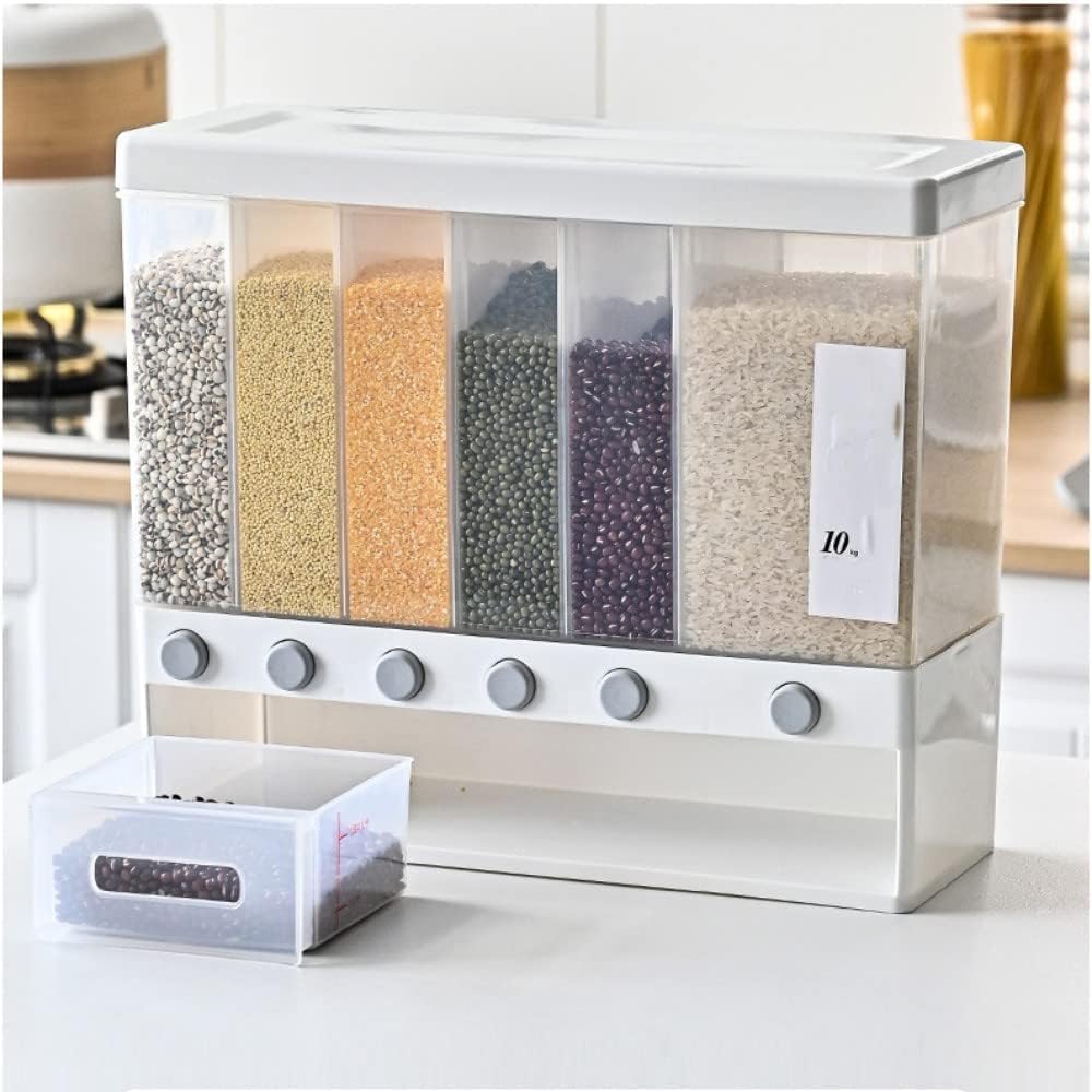 HomeCloud 6 Grid Cereal Dispenser | Airtight Food Storage Container for Dry Food, Beans, Dried Fruits More-Perfect for Home & Office | (L36xW20xH38cm) |Pack of 1, Acrylonitrile Butadiene Styrene Abs (B0C85MY2Z5) Amazon Price History, Amazon Price Tracker