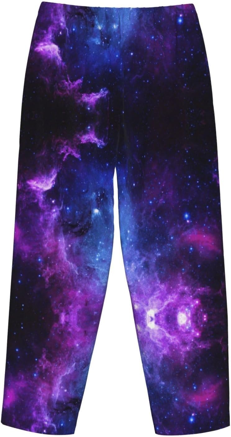 Galaxy. Print Cozy Flannel Pajama Pants For Women,Warm Christmas Pj Pants,Cute Fleece Pajamas
