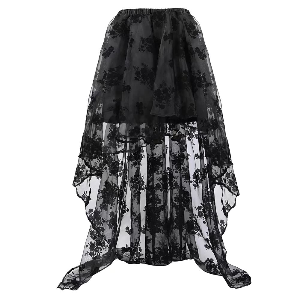 Korsett Kleid Corsage Gothic Bluse Trachten Shirt mit Lang Tüllrock