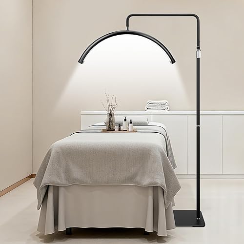 Lámpara de pestañas  Luz LED regulable de 22 pulgadas para extensiones de pestañas, esteticista, tatuadores  Cabeza giratoria de media luna,