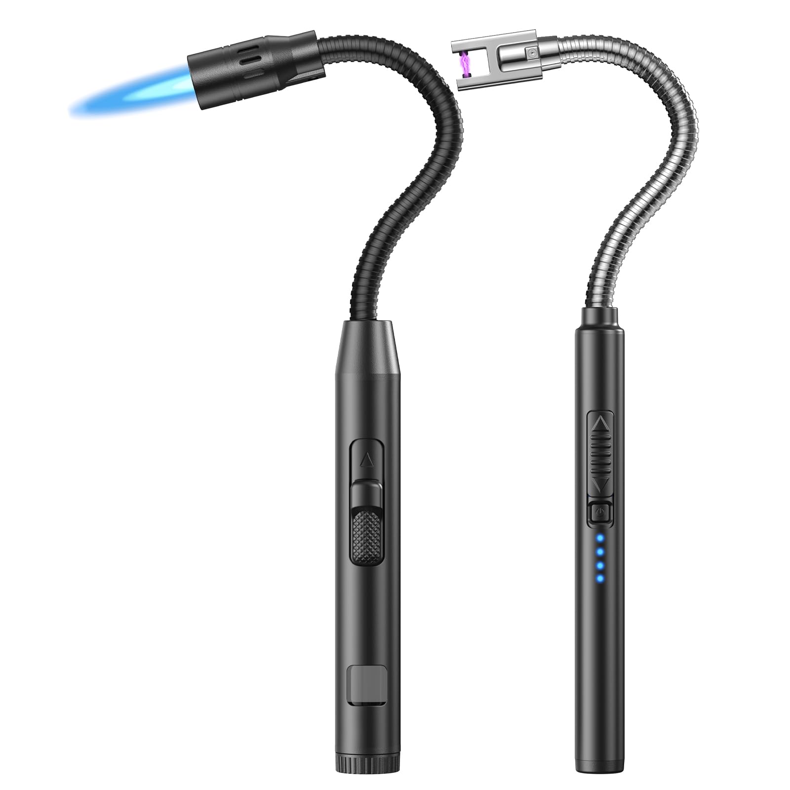 2 Pack Flexible Multi-Purpose Lighter Long Butane Torch Lighter USB Rechargeable Electric Lighter for Candles BBQ Grill Fireplace