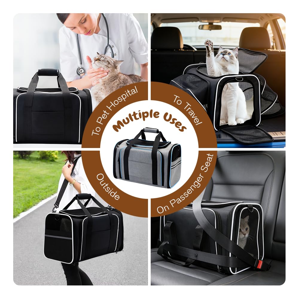 Double Expandable Cat Carrier,Airline Approved Soft-Sided Pet Travel Carrier for Small Dogs Cats Under 15 lbs,Waterproof 600D Oxford Fabric with Washable Replacement Liner,Odor-Free & Claw-Proof Black - image 6