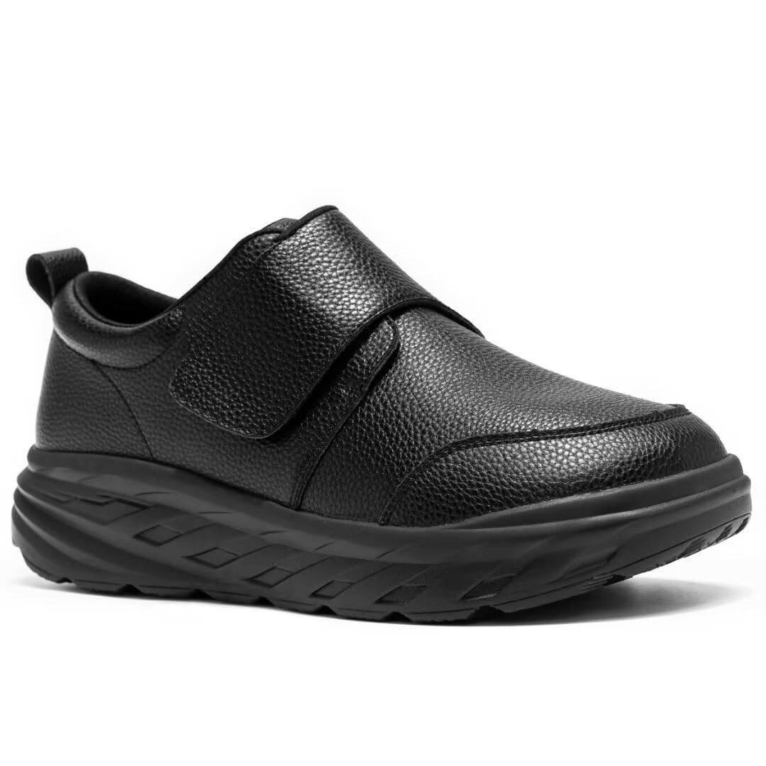 Men's Orthopedic Diabetic Extra Wide Leather Dress Shoes: Comfortable Arch Support Hammer Toes Walking Shoes for Plantar Fasciitis, Casual Orthotic Slip On Laofers for Foot and Heel Pain