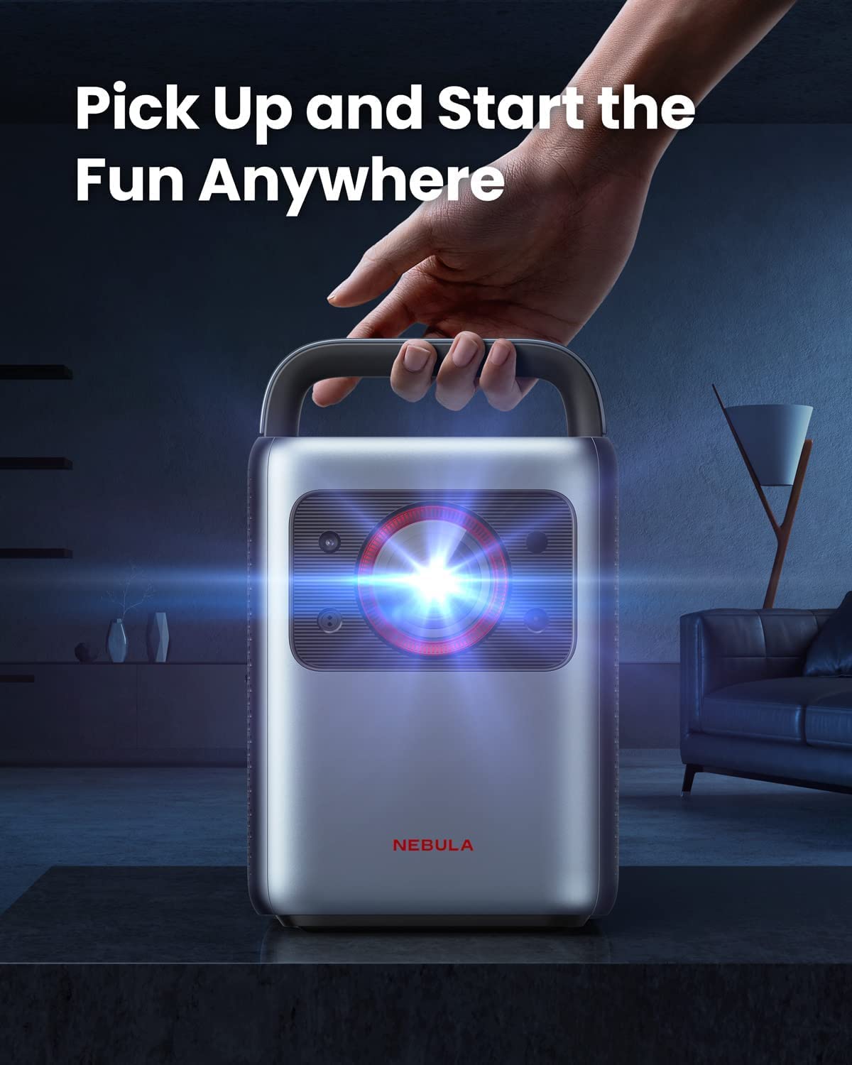Nebula Cosmos Laser 4K, Smarter Laser-Projektor, 2400 ISO Lumen, Automatische Trapezkorrektur, Dolby Audio, Android TV 10.0, 4K Beamer für Partys (Generalüberholt), Black+Gray