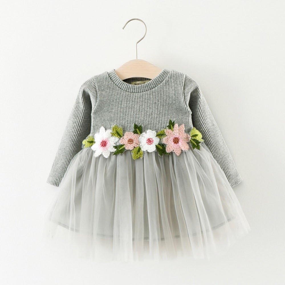 Amazon Co Jp ベビー服 子供服 女の子 ワンピース ドレス 長袖 秋冬 花柄 薄絹 可愛い オシャレ 通園 発表会 旅行 記念日 Regoss レジス 子供 プレゼント 6 24ヶ月 服 ファッション小物
