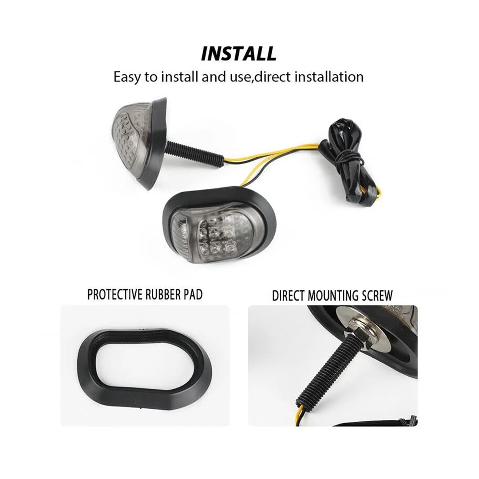 2 Intermitentes Empotrables para Motocicleta, Ámbar, 9 LED, Universales Indicadores Giro