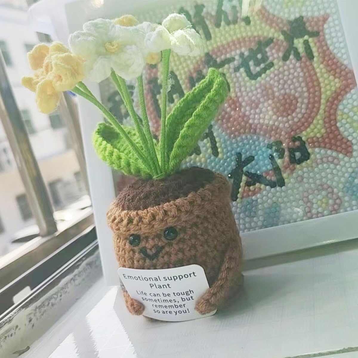 Birthday Gifts for Women Mini Positive Tulip Emotional Support CrochetPerfect as Christmas/Retirement/Thank-You Gifts for Female Colleagues Bosses Teachers & Friends (Smiling Sunflower)