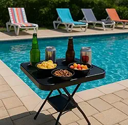 Mesinha Dobrável Portátil Petisqueira Piscina Pescaria Camping Praia