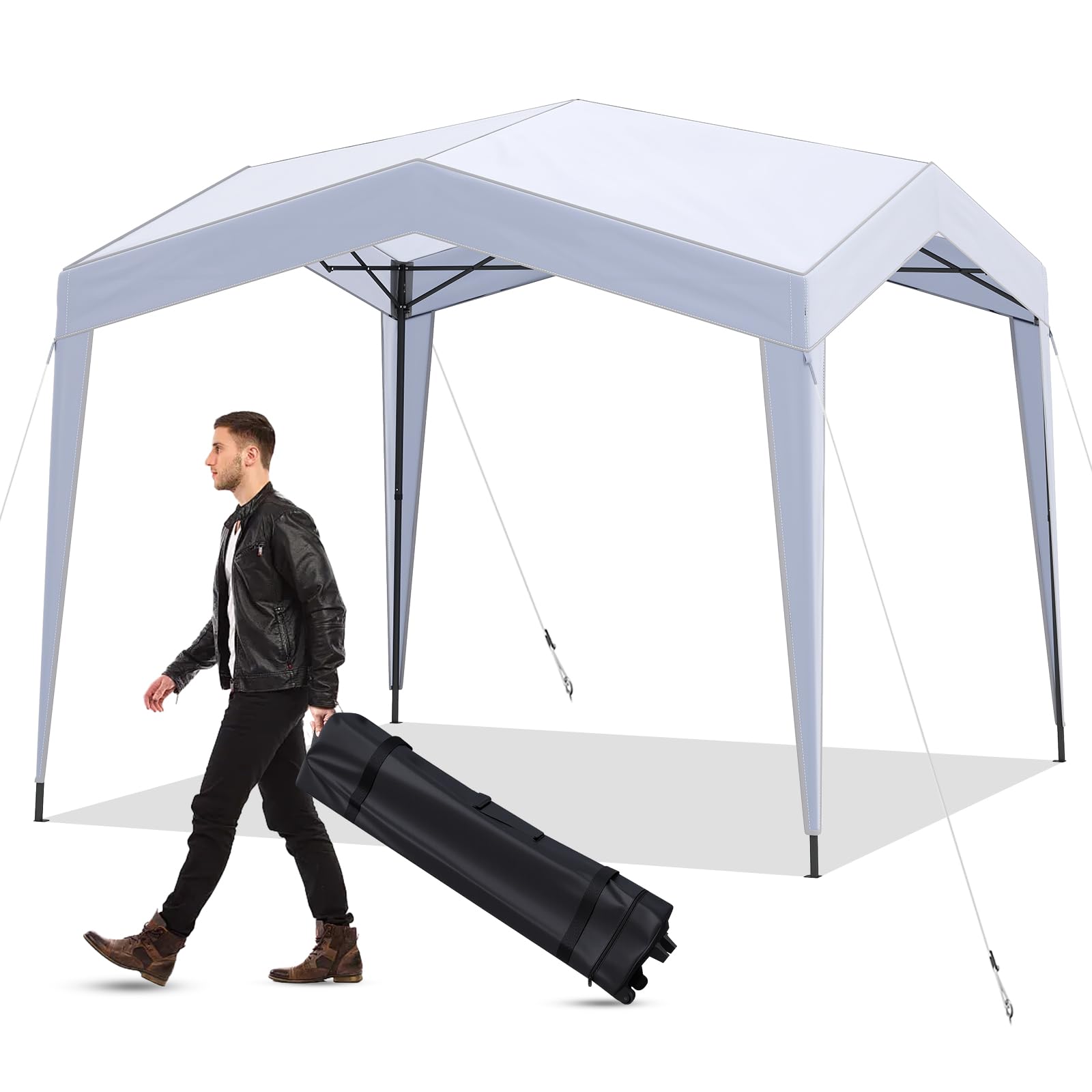 COSTWAY Gazebo Pop-up 302 x 302 cm Impermeabile con Ruote